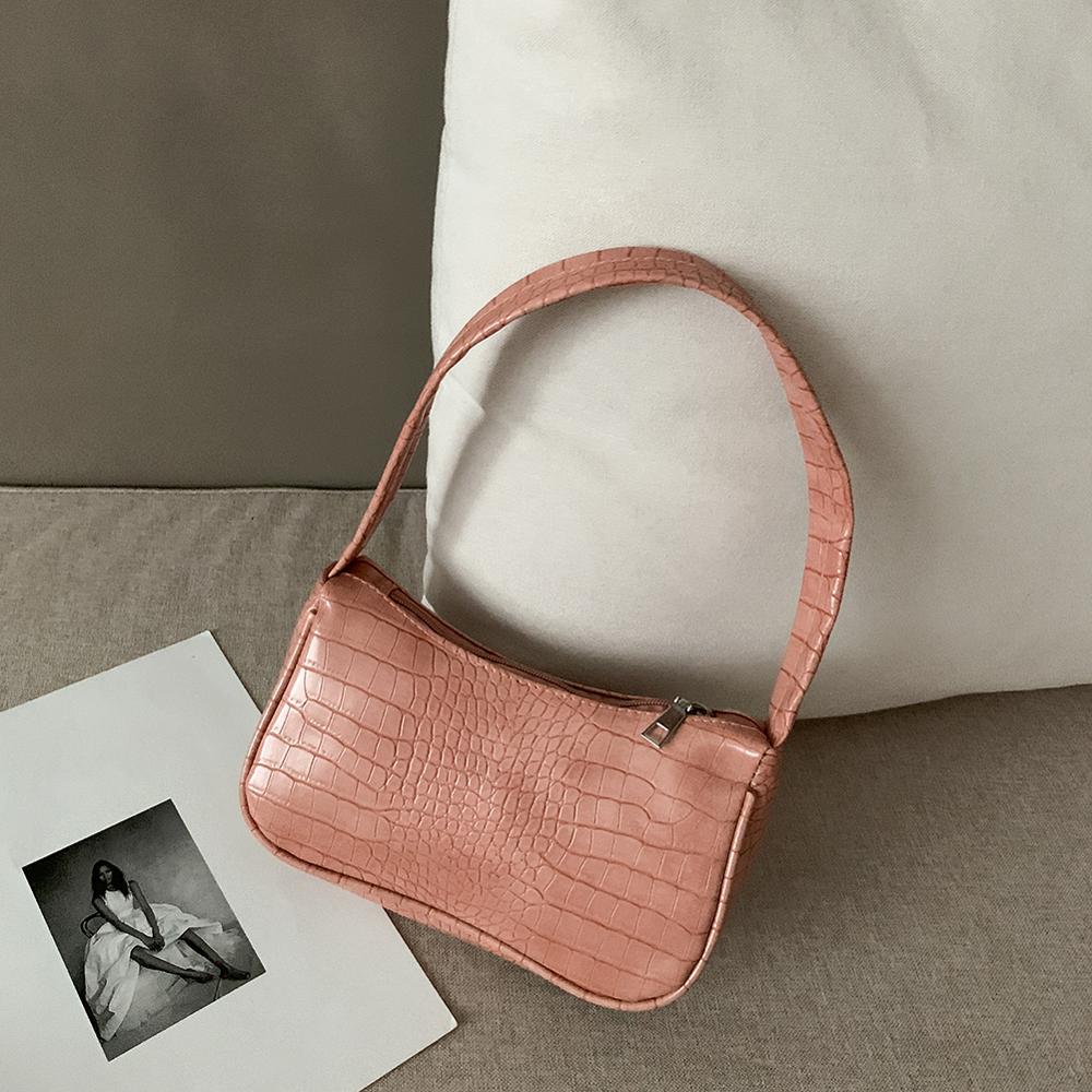 Bolso Casual de cuero PU con correa, bolso para mujer, cadena, tipo bandolera bolso de hombro, Popular, Simple, bolso de diario para mujer,: Rosa