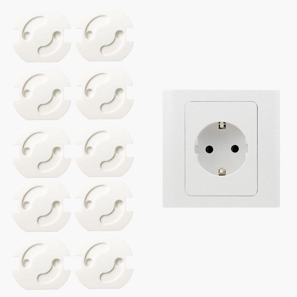 10pcs Baby Safety Rotate Cover 2 Hole Round European Standard Children Anti Electric Protection Socket Plastic Security Locks