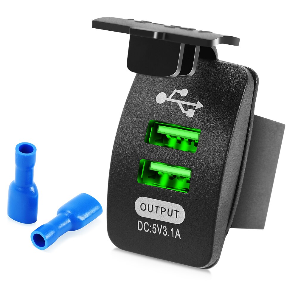 Chargeur de voiture étanche, double port USB, pour Renault Megane 2 3 Duster Logan Clio 4 3 Laguna 2 Sandero Scenic 2 Captur: green