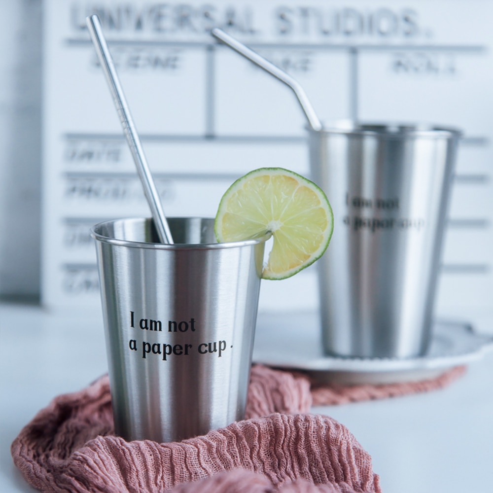 350ml Cute Pattern Beer Stainless Steel Pint Glasses Mugs Tumbler Metal Cup Unbreakable Stackable Cups Juice Beer Coffee Water