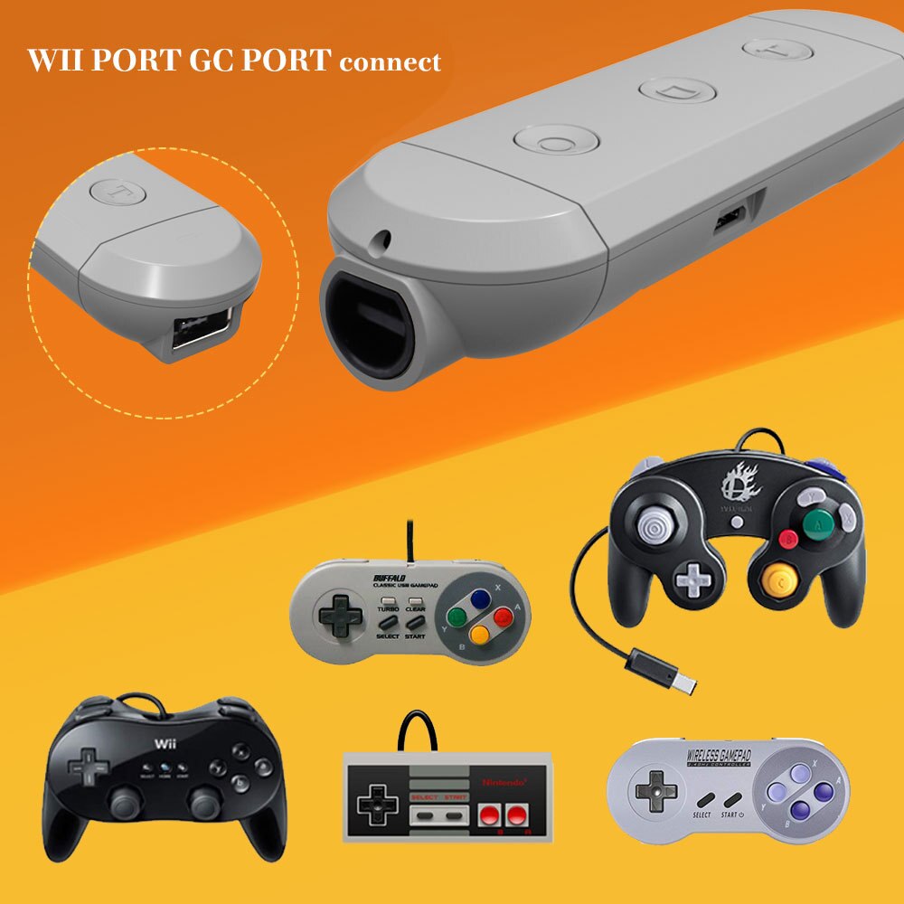 Wireless GC Converter Adapter for Switch/PC Wired GameCube & WII Classic Controller GC to Switch+Vibration/Screen Capture/Turbo