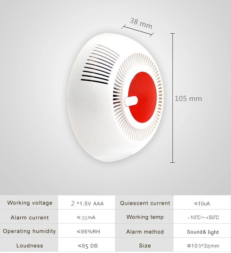 Røgdetektor rohs brandalarm stand alone fotoelektrisk røgdetektor til hjemmet
