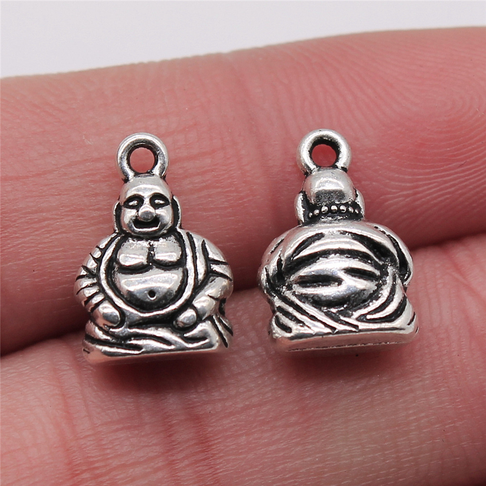 10 stücke Buddha Charme Antike Silber Farbe Buddha Statue Anhänger Reize Buddhismus Buddha Charme Für Schmuck Machen: B14700-10x15mm