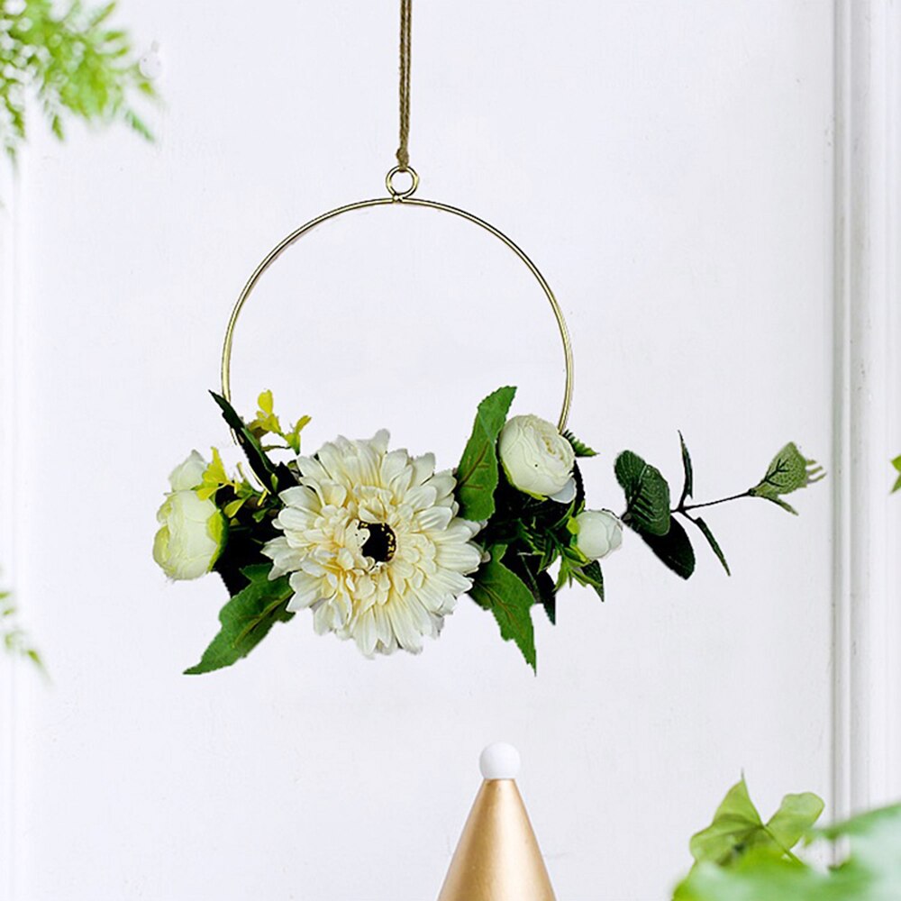 Gør-det-selv jernring guirlande kunstig plante blomsterstativ julekrans blomster bøjle gør det selv bryllup/fest/boligindretning