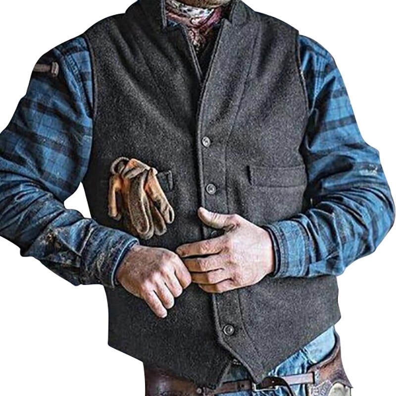 Men's Suit Vest Autumn Business Suit Waistcoat Men Sleeveless Vintage Tweed Vest Plus Size 5XL Wedding Party Vest