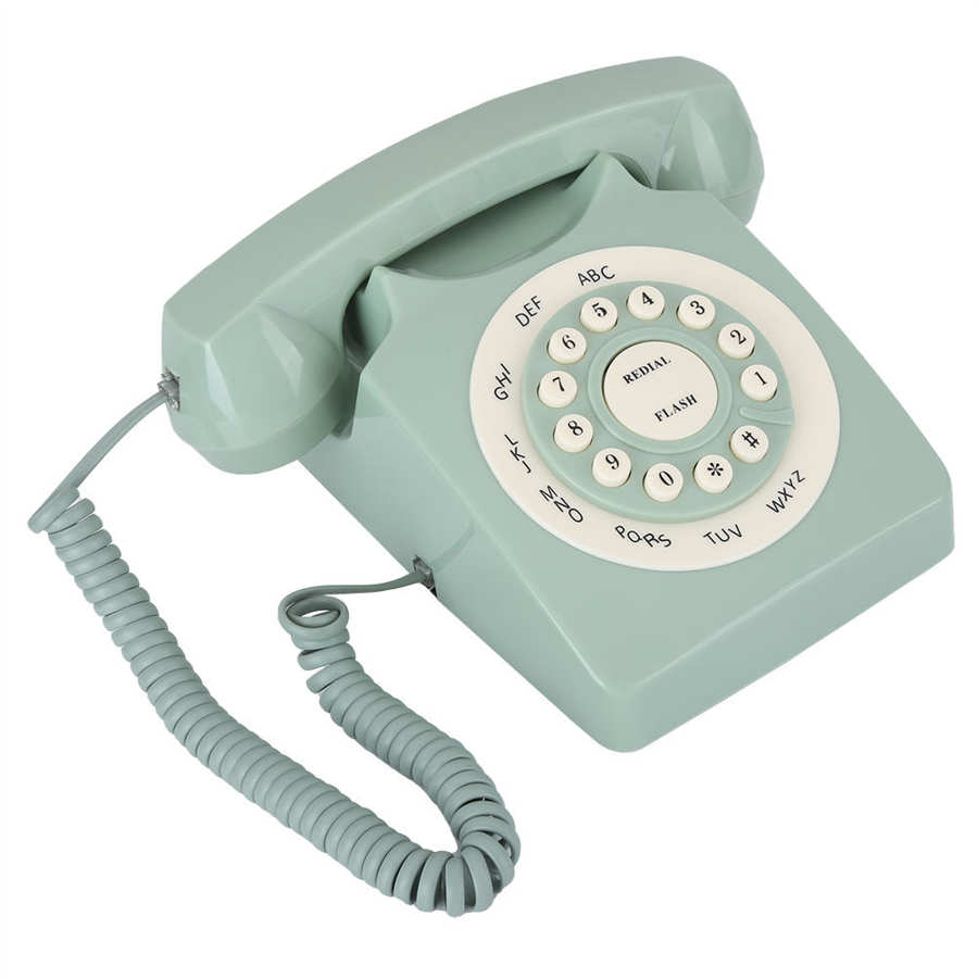 Smartphone vintage vintage européen, téléphone fixe, vert, haute définition, grand bouton clair, appel