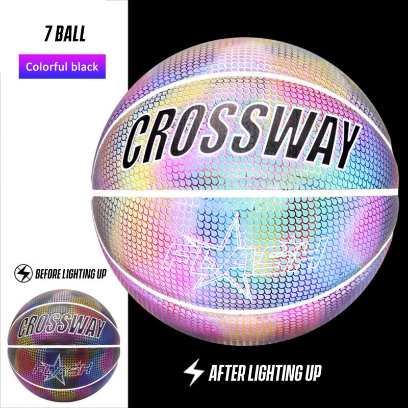 Crossway – basket-ball holographique en cuir PU, réfléchissant, individuel, nuit, Street 7 #, de Sport Cool, personnalité: Reflective colorful
