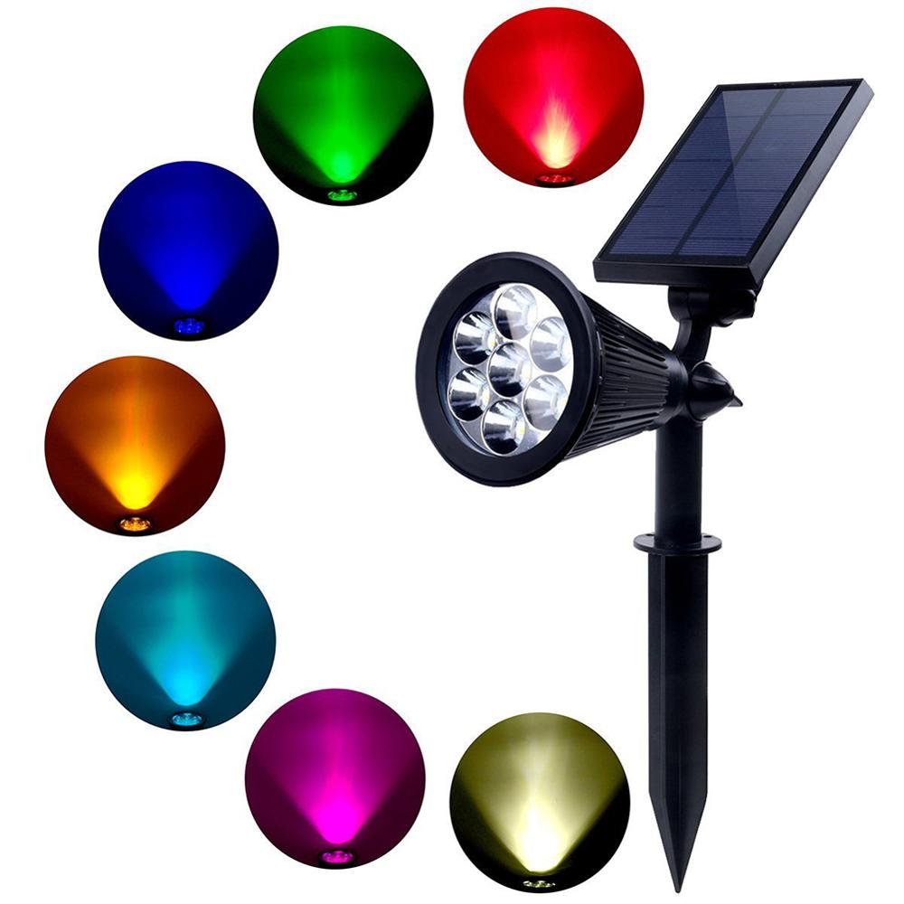 7 led solar gräsmatta lampa spotlight vattentät ljuskontroll infoga golv trädgårdsljus utomhus justerbar trädgård landskapslampa: Rgb