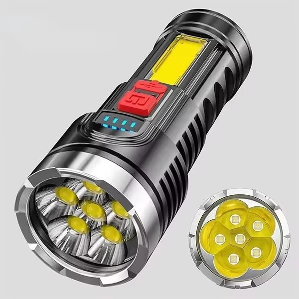 6 -kernet superlys led-lommelygte cob udendørs bærbar usb genopladelig stærkt lys lang rækkevidde vandtæt vandreture camping