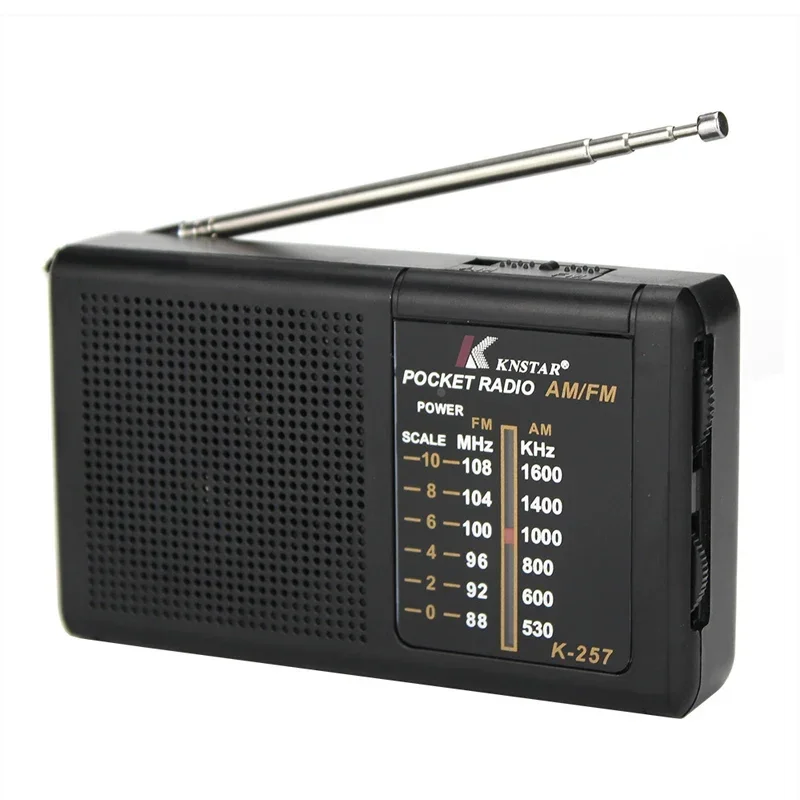 Nuovo AM FM Mini radio portatile a due bande Radio a onde complete alimentata a batteria Altoparlante incorporato Radio di emergenza esterna per anziani: Black