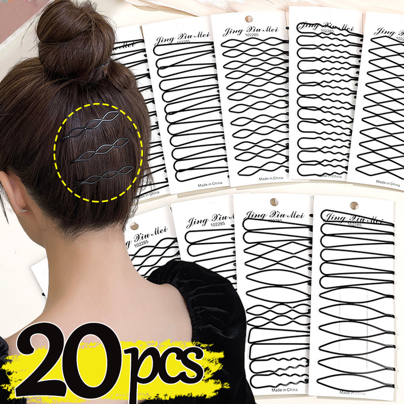 Pasadores de Metal negro para el cabello, horquillas onduladas, horquilla Invisible BB, accesorios para el cabello, 1/20 piezas