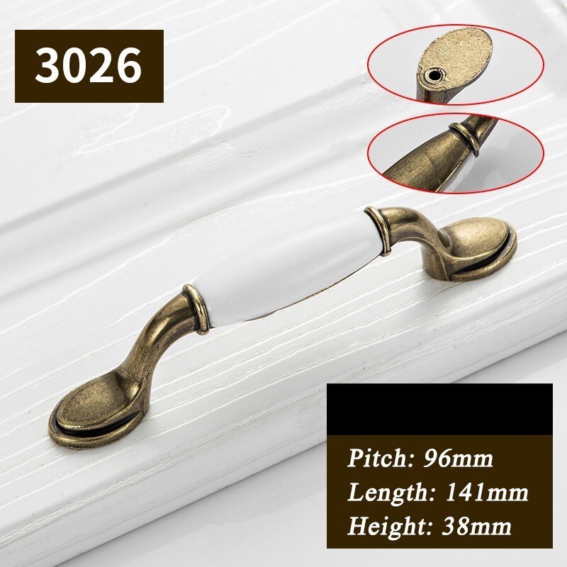 Antique Door Handles for Kitchen Cabinets Knobs and Handles White Ceramic Door Handle European Furniture Handles Drawer Pulls: D