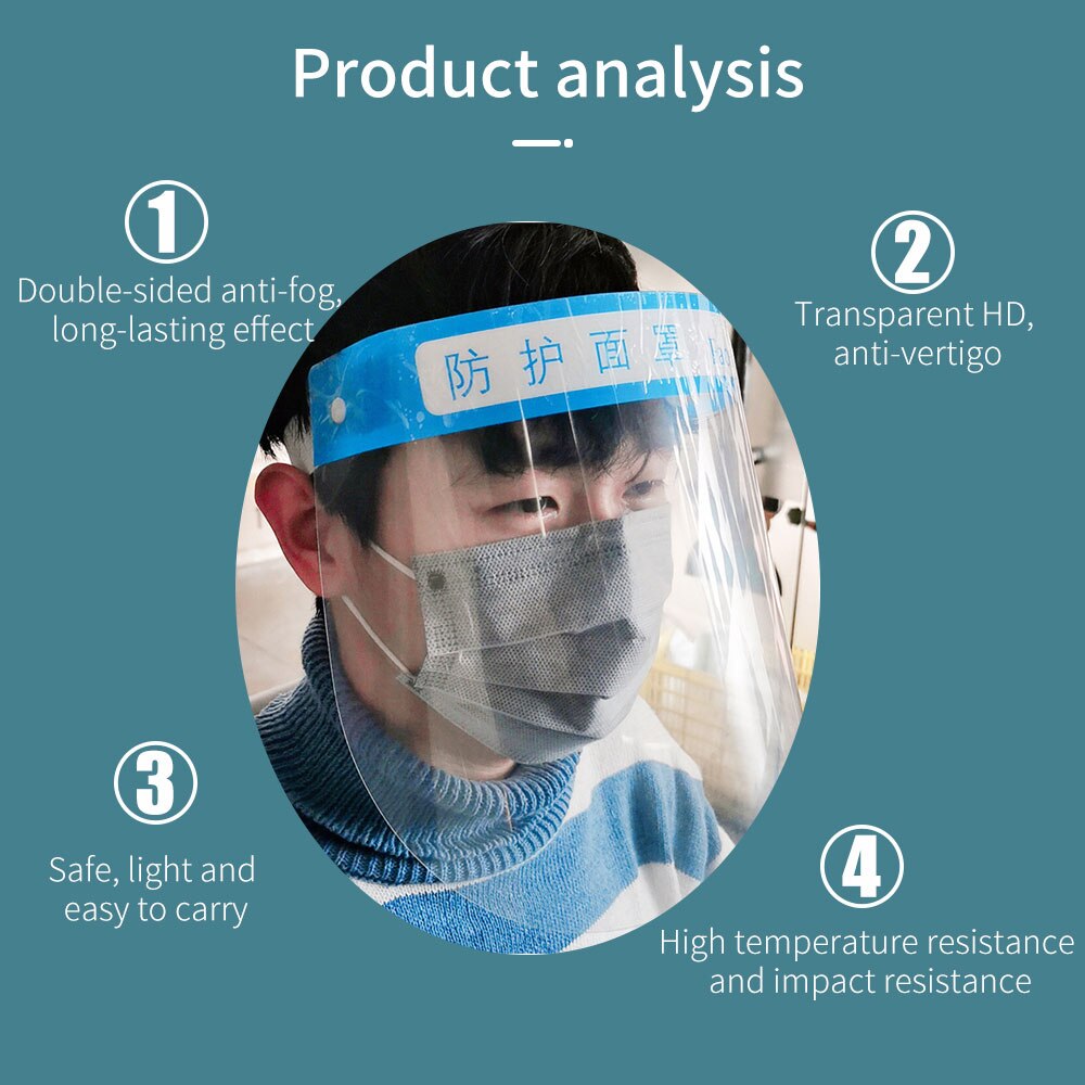 US Protective Full Face Shield Safety Isolation Visor Eye Face Protector Shield