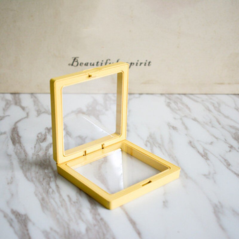 Picture Frame Jewelry Bracelet Packaging Box Colorful 3D Floating Shadow Display Film Suspensiony Storage Transparent Box: yellow