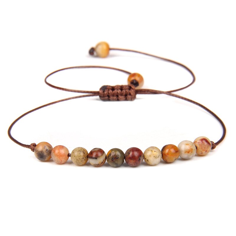 4Mm Mini Kralen Armband Natuursteen Gevlochten Armbanden Voor Vrouwen Mannen Verstelbare Touw Labradoriet Jaspers Agaat Bangle Sieraden: 16.Crazy Agate