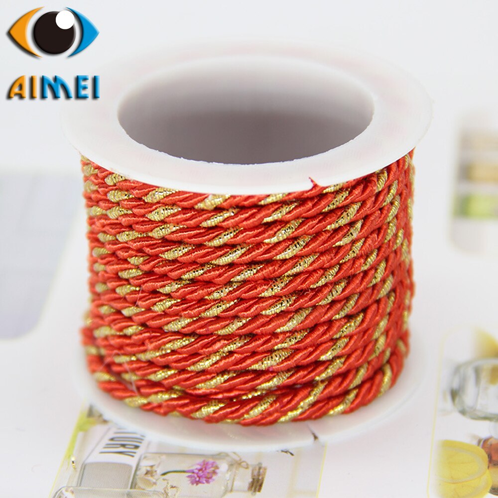 Cuerdas de algodón plateadas de 3mm para Paquete de cuerdas doradas y rojas para manualidades, cordel tejido a mano para costura, macramé