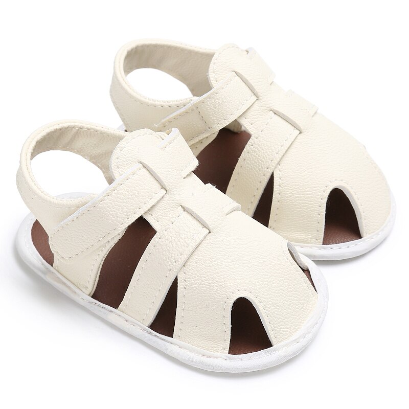 Sandales d&#39;été solides antidérapantes pour bébés garçons et filles de 0 à 18 mois, chaussures décontractées, en PU, à la ,: WHITE / 7-12 mois