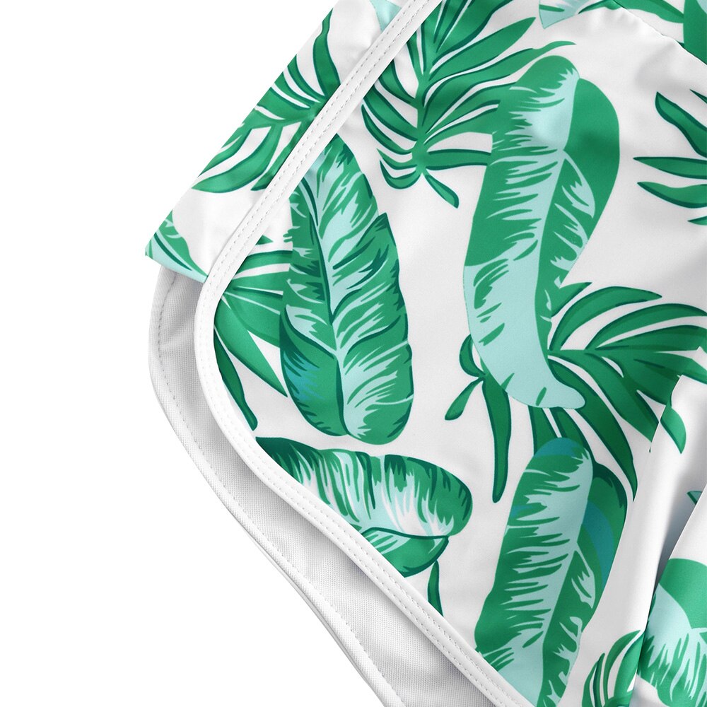 Zaful Leaf Print Halter Drie Stuk Bikini Set