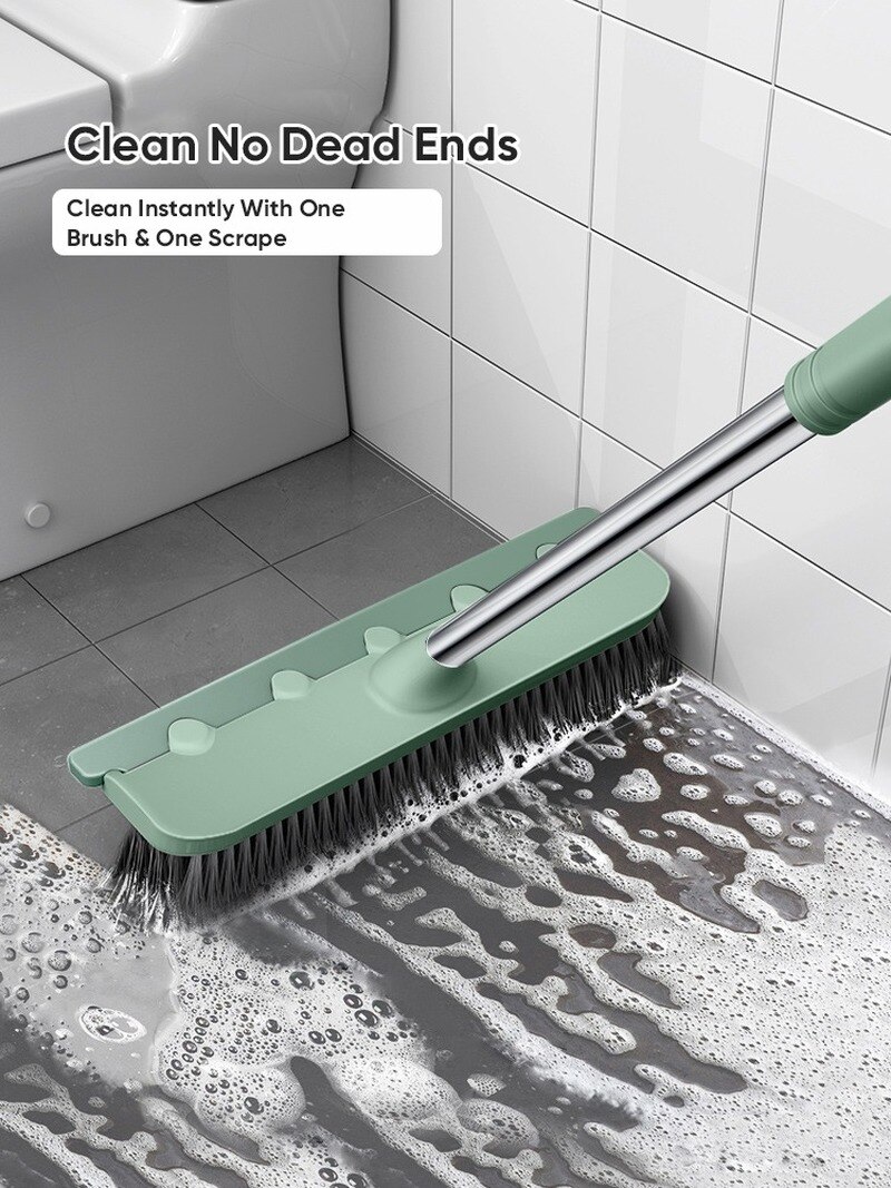Brosse de nettoyage de sol 2 en 1, brosse à récurer de piscine, essuie-glace de salle de bains, raclette de fenêtre à poils rigides, balai magique, brosse de nettoyage de sol de baignoire et de carrelage