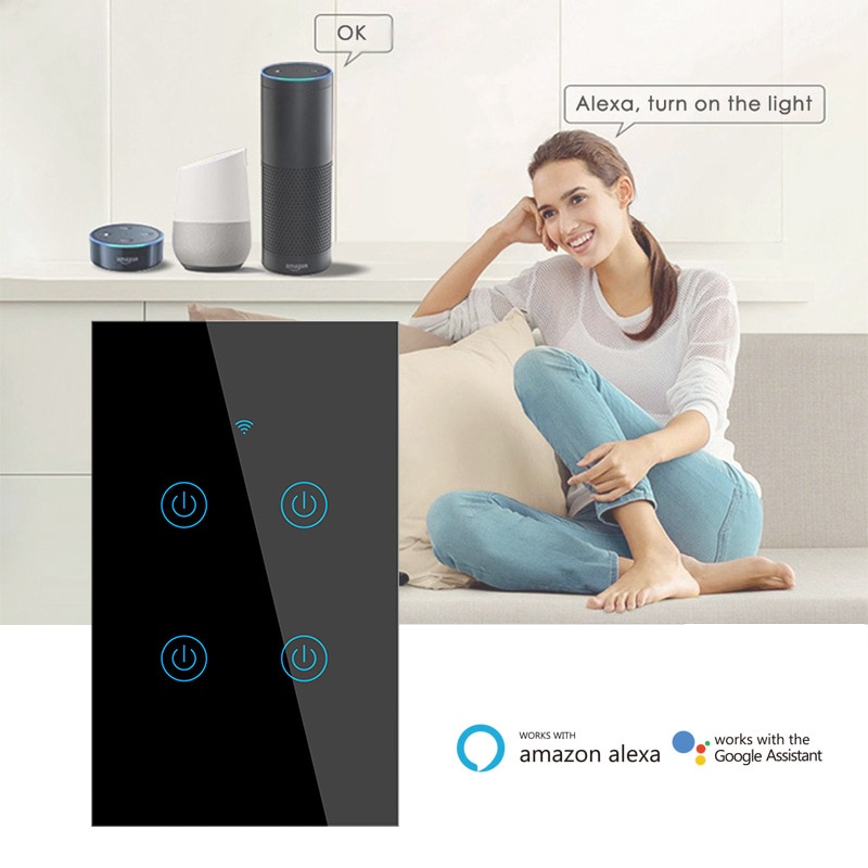 Lonsonho Tuya Smart Wifi Schakelaar Compatibel Geen/Met Neutrale Ons 1 2 3 4 Gang Draadloze Muur Light Touch schakelaar Alexa Google Thuis