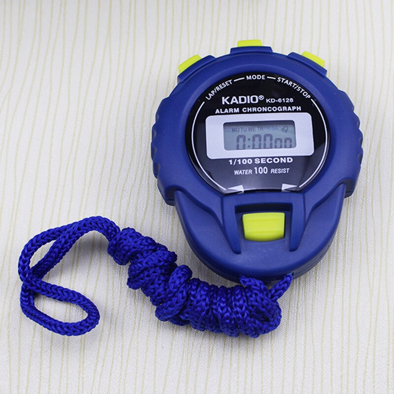 Classic Digital Handheld LCD Chronograph Sports Stopwatch Timer Stop Watch With String: B