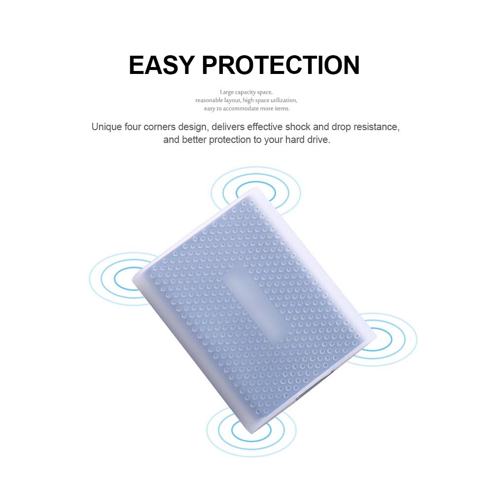 Hard Drive Silicone Case Hard Disk Non-Slip Protective Cover Scratch & Shock Proof Protector SleeveSSD Sheath Protective Cover: White