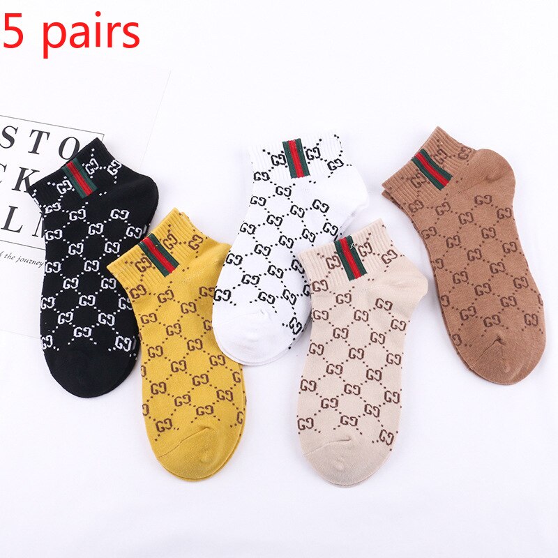 5 pairs of spring summer casual pure cotton women's socks shallow mouth sports socks breathable spring summer casual