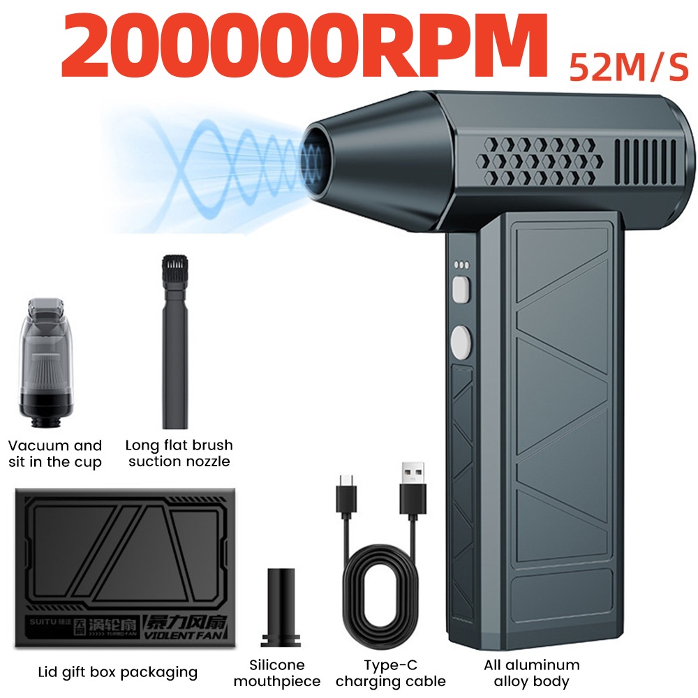 200000 RPM Leistungsstarke Schneefräse High-speed Kanal Fan Mini Turbo Jet Fan Handheld Bürstenlosen Motor Elektrische Luft Gebläse Auto trockner