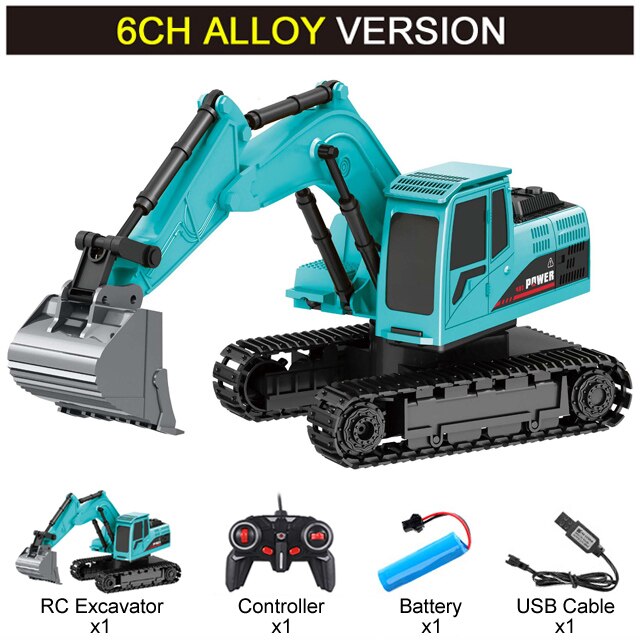 Engineering 2.4Ghz 6 Channel Car 1:24 RC Excavator Toy Alloy And Plastic Excavator 6CH And 5CH RTR For Kids Christmas: 6CH3