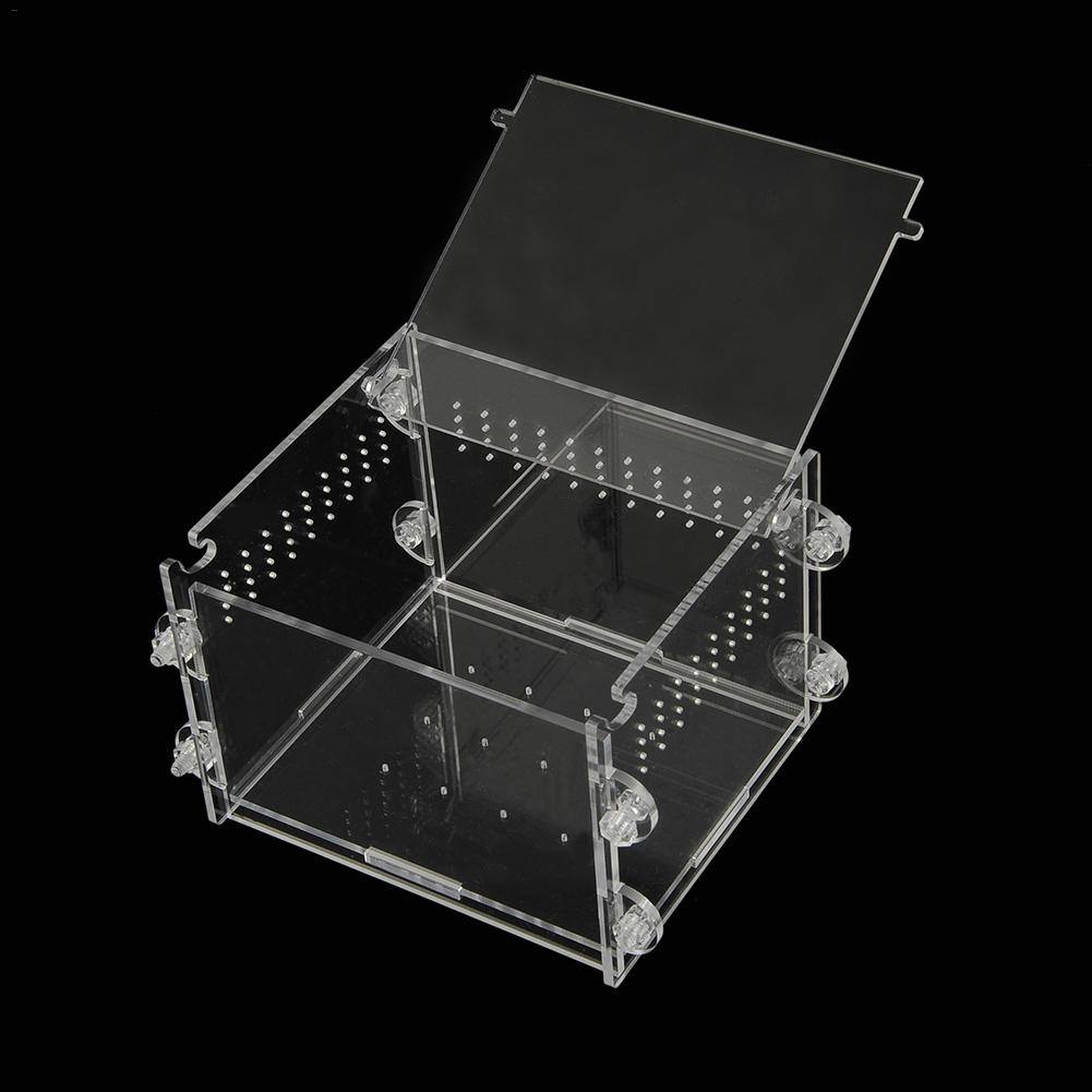 Acrylic Transparent Reptile Amphibious Box Breathable Durable Flip Cover Reptile Cage Easy Install Lizard Breeding Box 20E