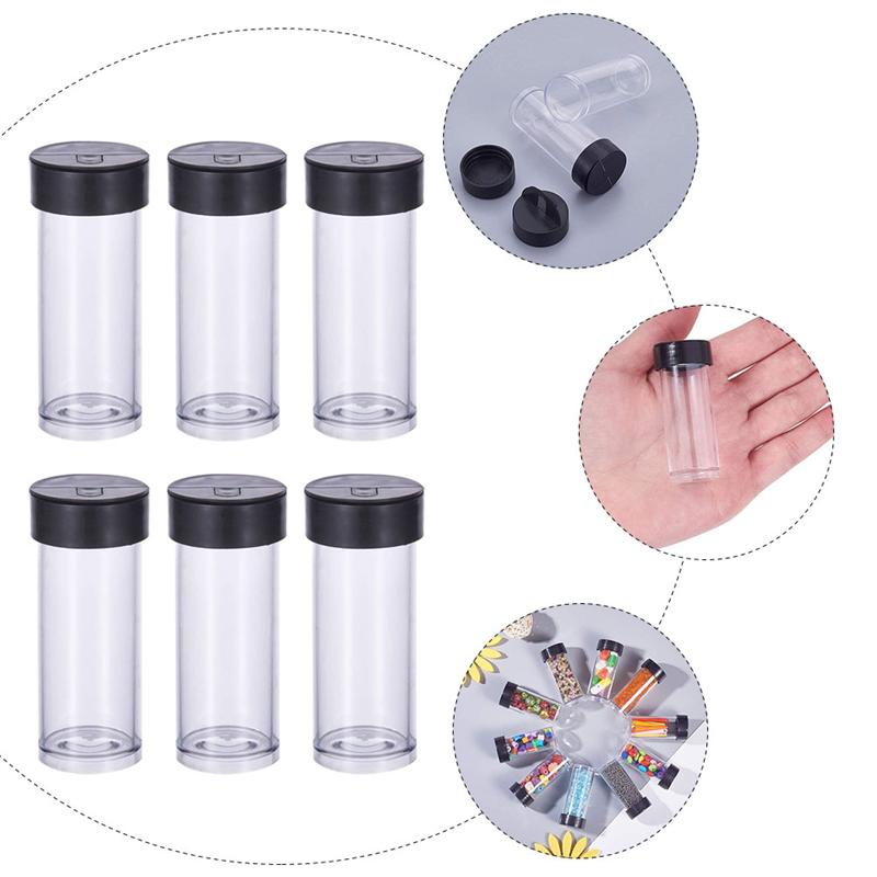 30/40 Pcs Transparent Tubes Beads Storage Container With Lid Empty Storage Tubes Cylinder Bead Storage Bottle Accessories