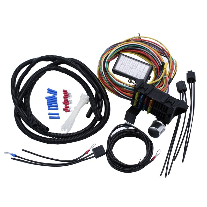 -8 Circuit Universal Wiring Harness Kit for Muscle Car Rod Wiring Street Rod Rat Rod for Ford Chevy