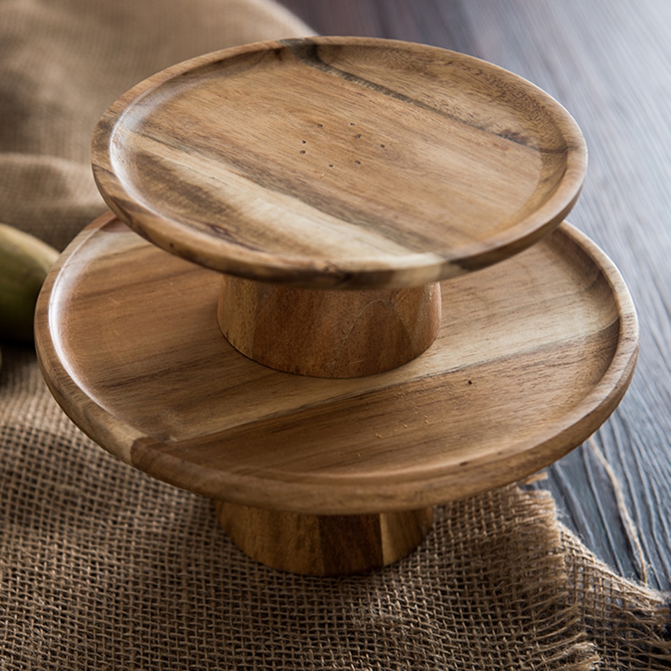Transhome Retro Wooden Cake Stand Modern Living Room Japanese Sushi Cake Tray Afternoon Tea Decoration Cupcake Stand
