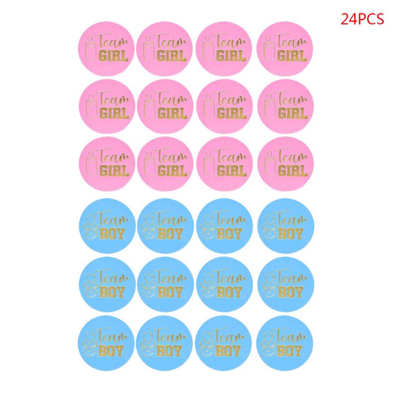 24Pcs Gender Reveal Stickers Team Boy Team Girl Labels Party Decoration Gender Reveal Stickers