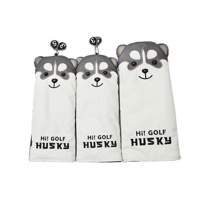 Belle Husky Golf pilote tête couverture Animal de bande dessinée #1 #3 #5 #7 bois PU cuir couvre-chef anti-poussière: Lavande