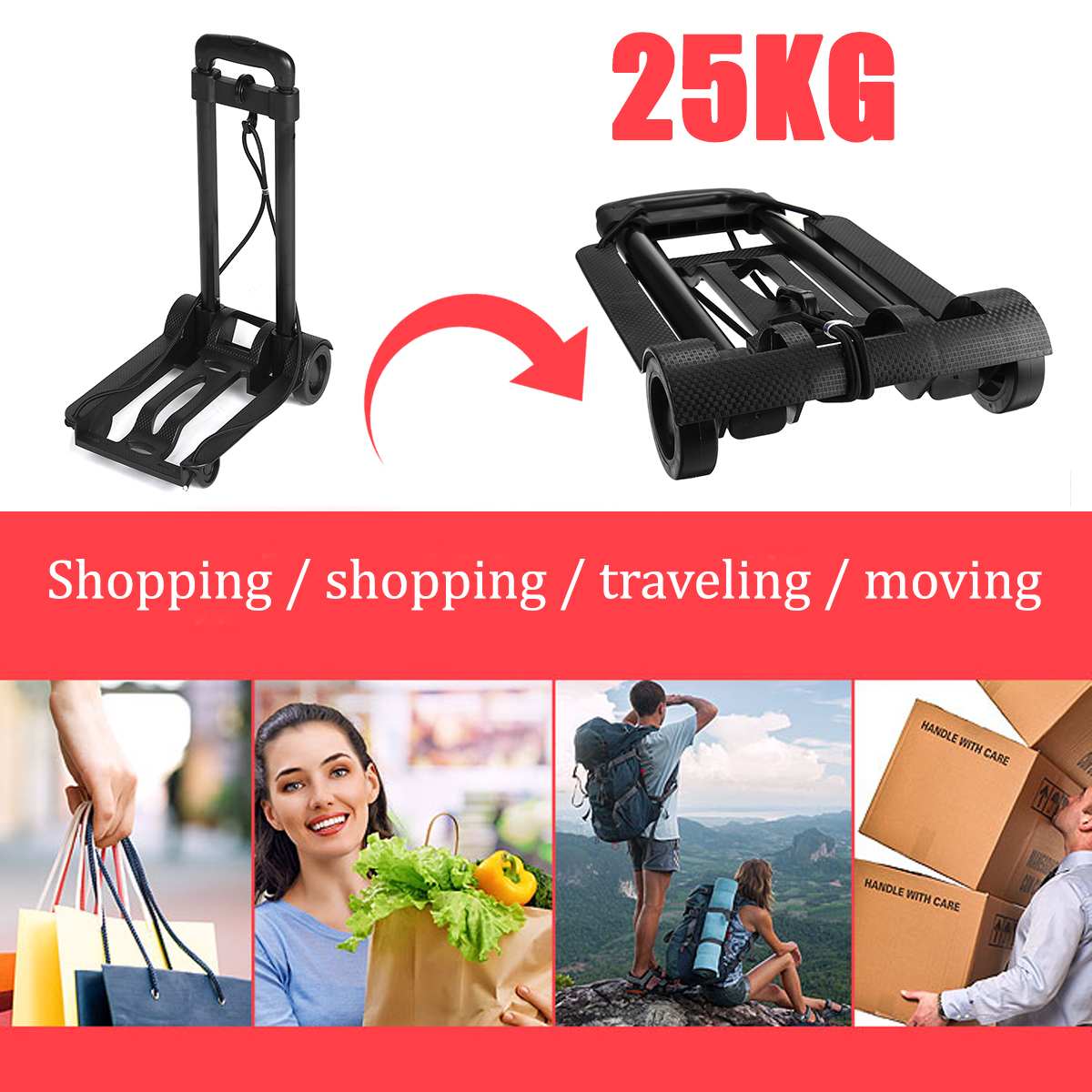 Zware Vouwen Opvouwbare Hand Sack Truck Barrow Winkelwagen Wiel Trolley Vouwen Vrachtwagen Reisbagage Winkelwagen Schooltassen Winkelwagen