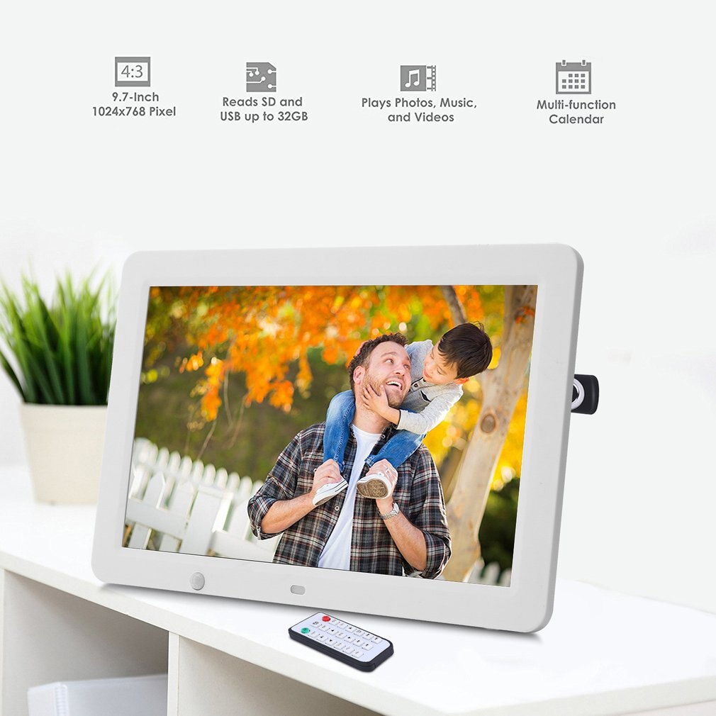 12 inch HD Digital Photo Frame Motion Sensor & 8GB Memory LED Picture Frame with Wireless Remote Control Music MP3 Video MP4