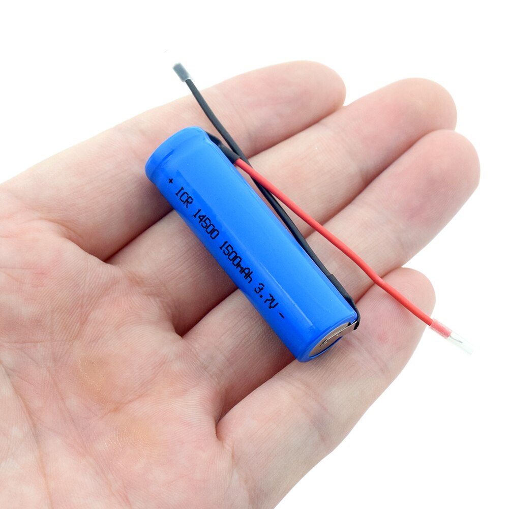 1/2/4 Pcs ICR 14500 1500mAh Li-ion Battery With 2 DIY Wires Torch Flashlight Power Bank LED Light 14500 Replacement Battery