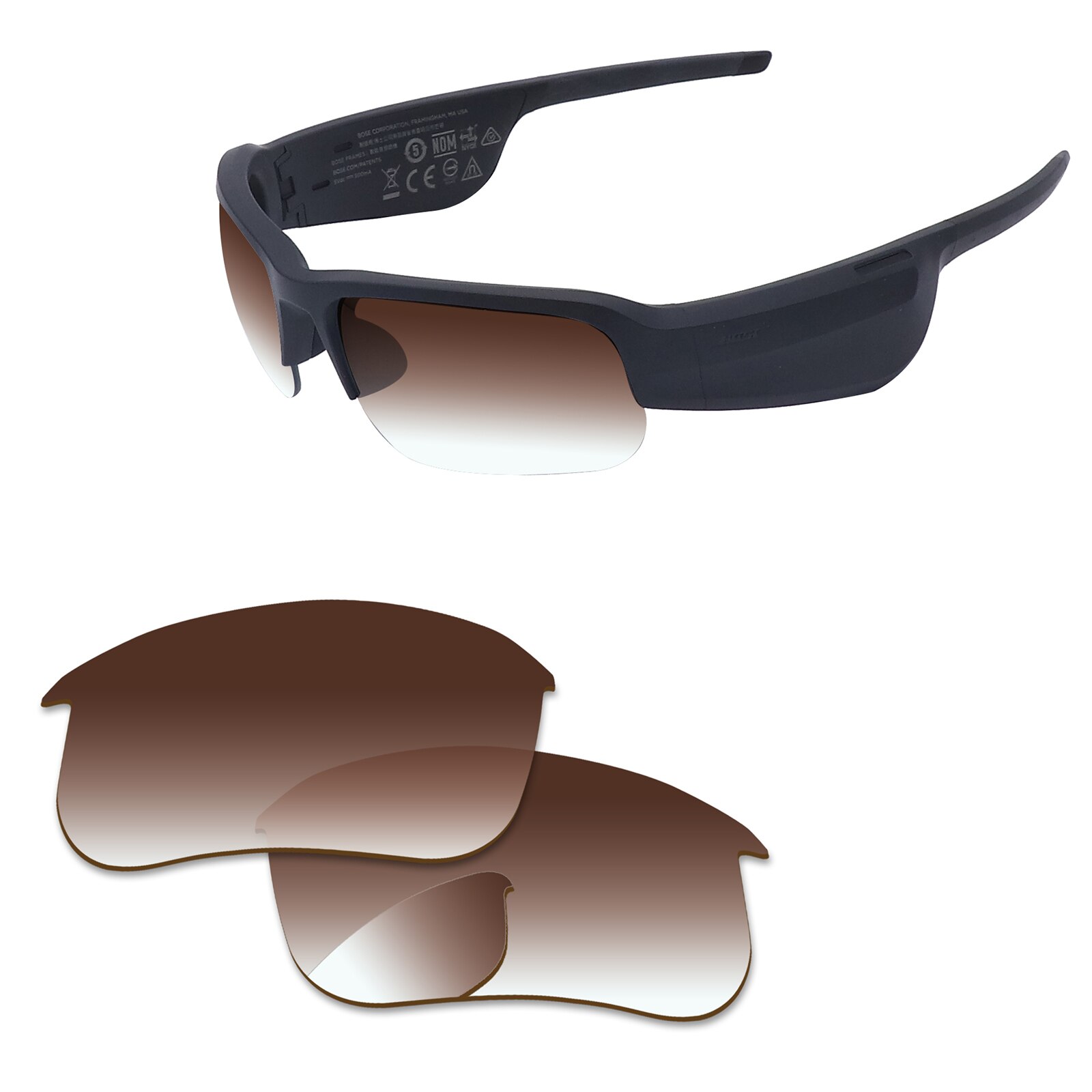 Alphax Replacement Lenses for Bose Tempo Sunglasses Polarized - Multiple Options: Brown Gradient