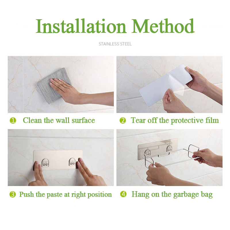 Zhangji Garbage Bags Holder Shelf Stainess Steel for Kitchen Cabinets Doors and Cupboards durable and traceless trash bag holder