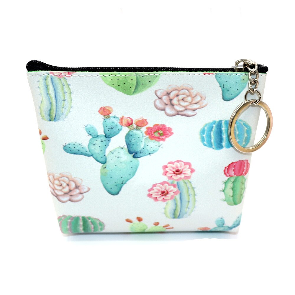 Kaktus udskrivning pengepung kvinder tegnebog lille blomst lynlås tegnebog kortholder mønt pung kobling håndtaske billeteras: 1