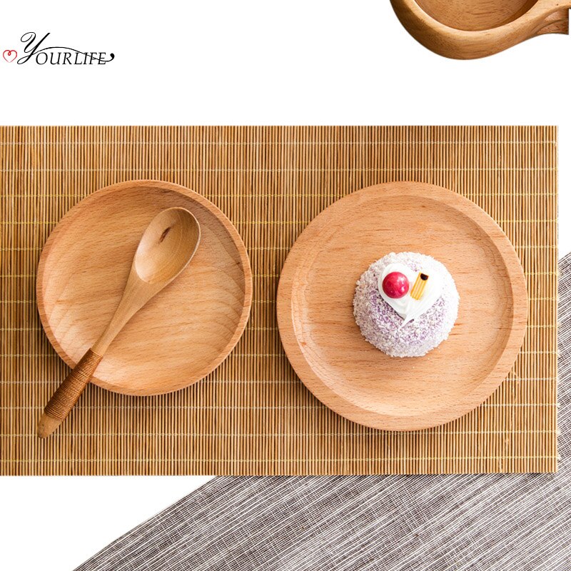 Oyourlife japanse stijl snackborden natuurlijke houten fruit dessert ontbijtborden huishoudelijke decoratie servies