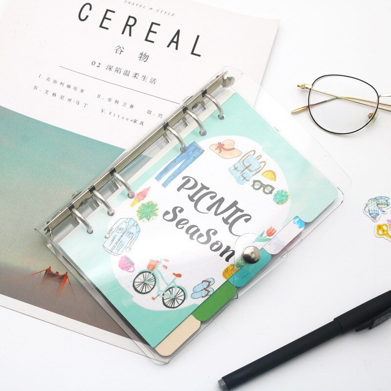 Six-hole Binder A6 Loose-leaf Book Glitter Notebook Transparent Cover Pvc Office Stationery Supplies Folder Desk Organizer