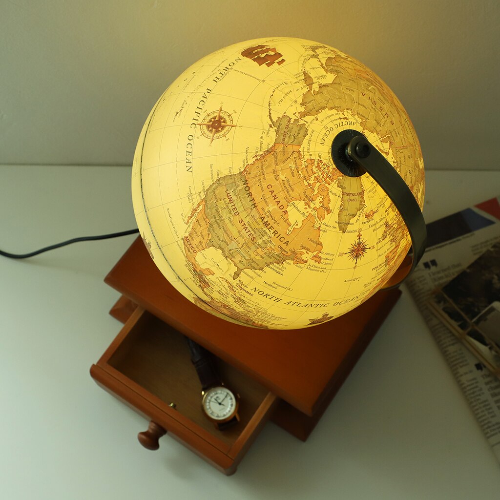 20cm World Earth Globe Map Geography LED Illuminated for Desktop Decoration Home Office School Students