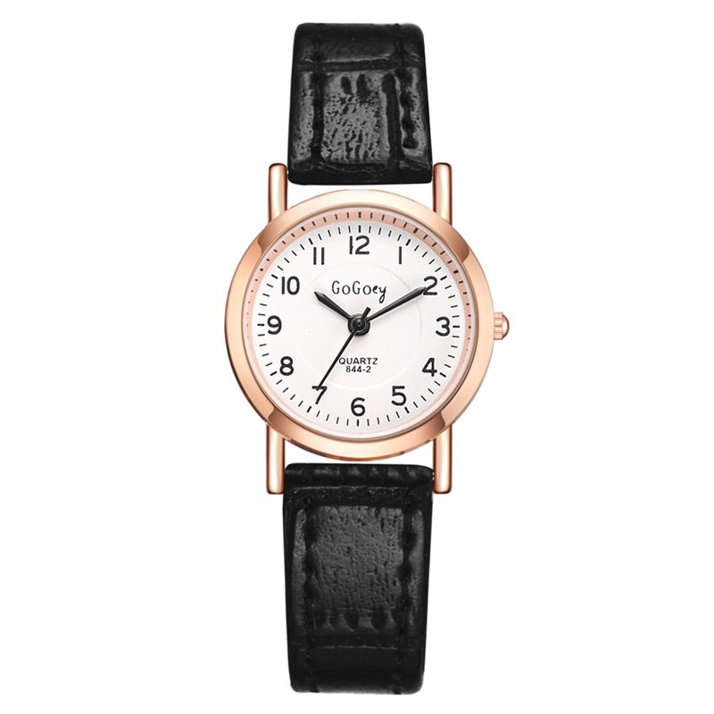 Reloj de cuarzo con esfera pequeña para mujer, cronógrafo de pulsera Retro de cuero, con escala de números simples, color marrón, femenino