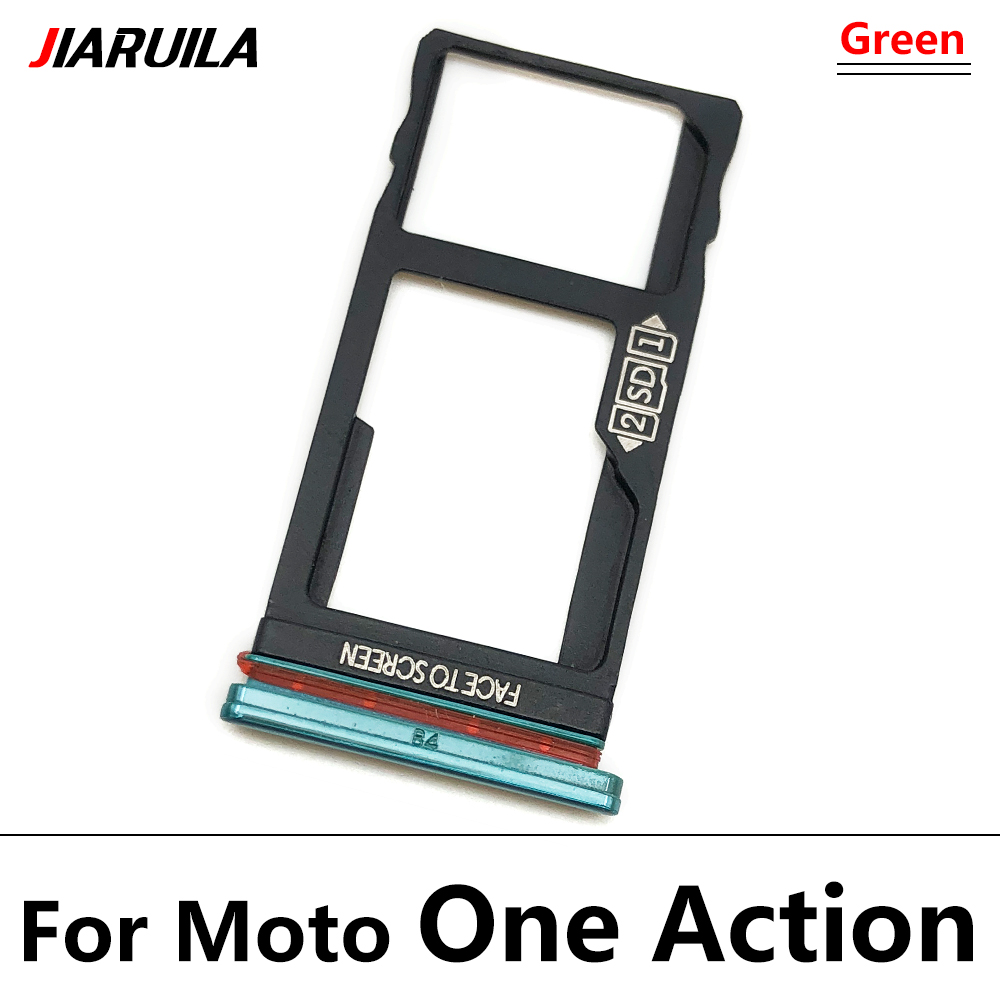 5 Stks/partij Sim Kaart Lade Voor Moto E6 Spelen E6S Een Actie Een Fusion Sim Card Slot Sd-kaart Lade houder Adapter Vervangende Onderdelen: One Action Green