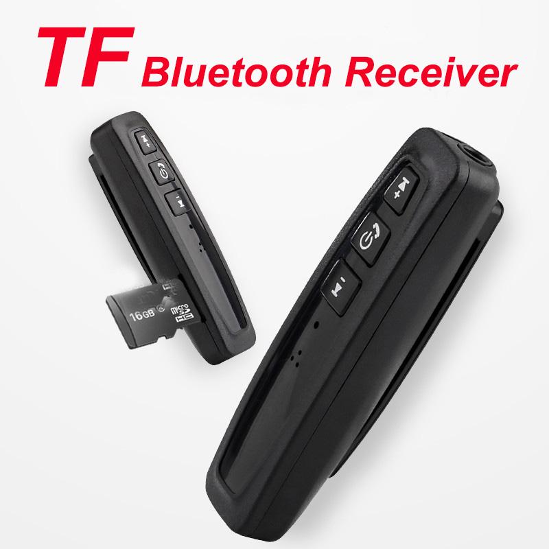 Bluetooth modtager 3.5mm aux jack stereo musik lyd support tf kort med mikrofon sort trådløs modtager bluetooth adapter