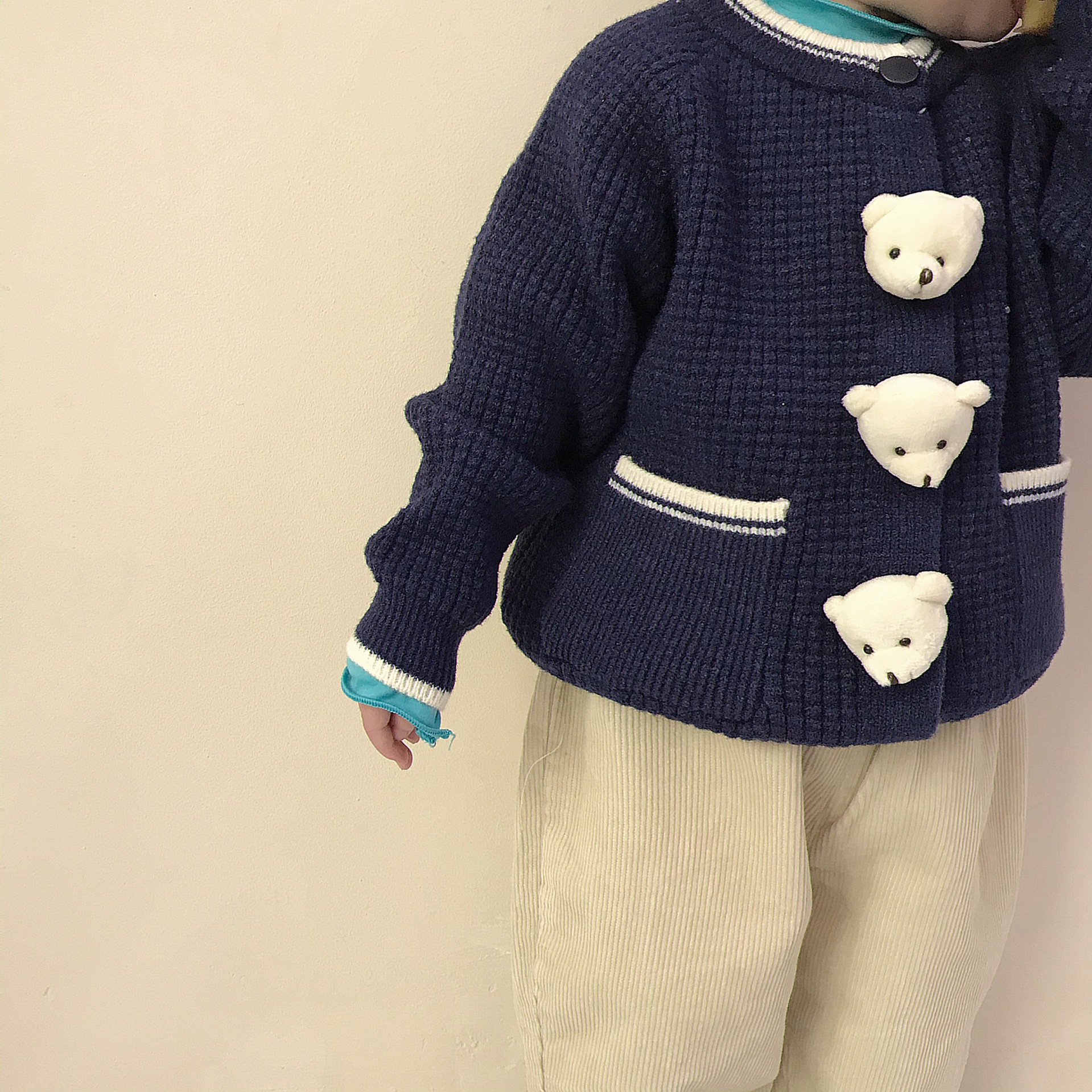 Suéter de oso de para bebé y niña, cárdigan de punto, Chaqueta de algodón para niño, abrigo de punto, chaqueta informal para niño