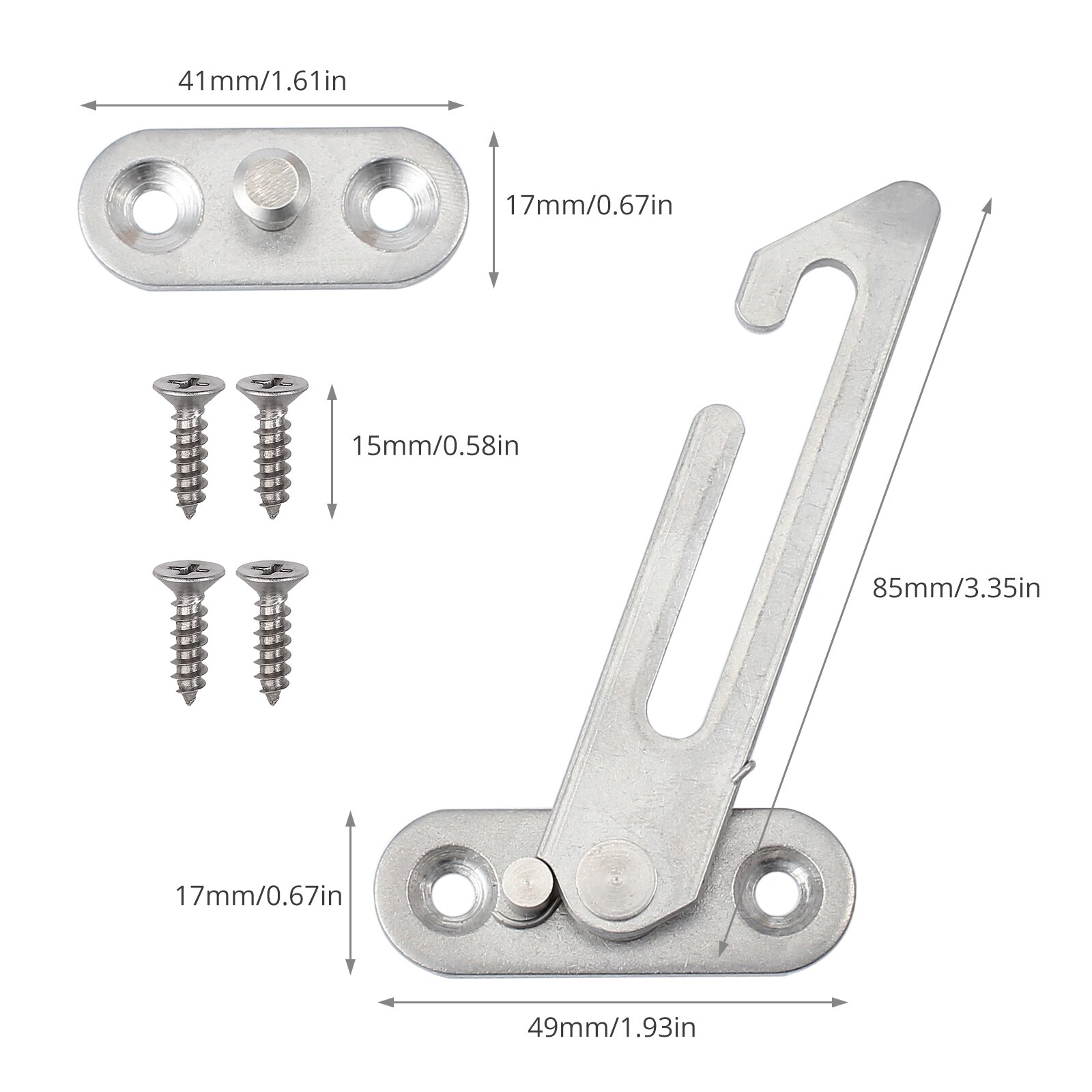 For UPVC Window Restrictor Child Security Lock Safety Catch Door Ventilator Screw-2pcs Left Handed+2pcs Right Handed