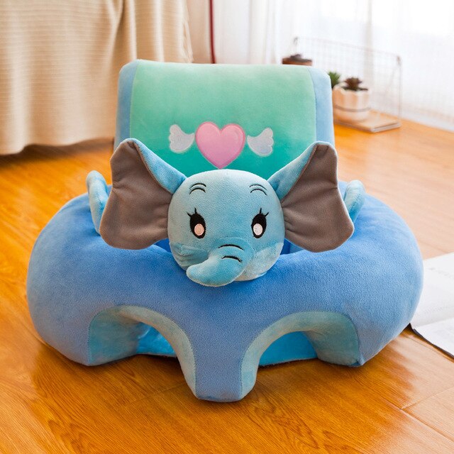 Asiento de cojín bonito para niños, sofá cómodo para aprender a sentarse, silla segura para niños, hada de Las Flores, Rana, príncipe, niño y niña: blue elephant